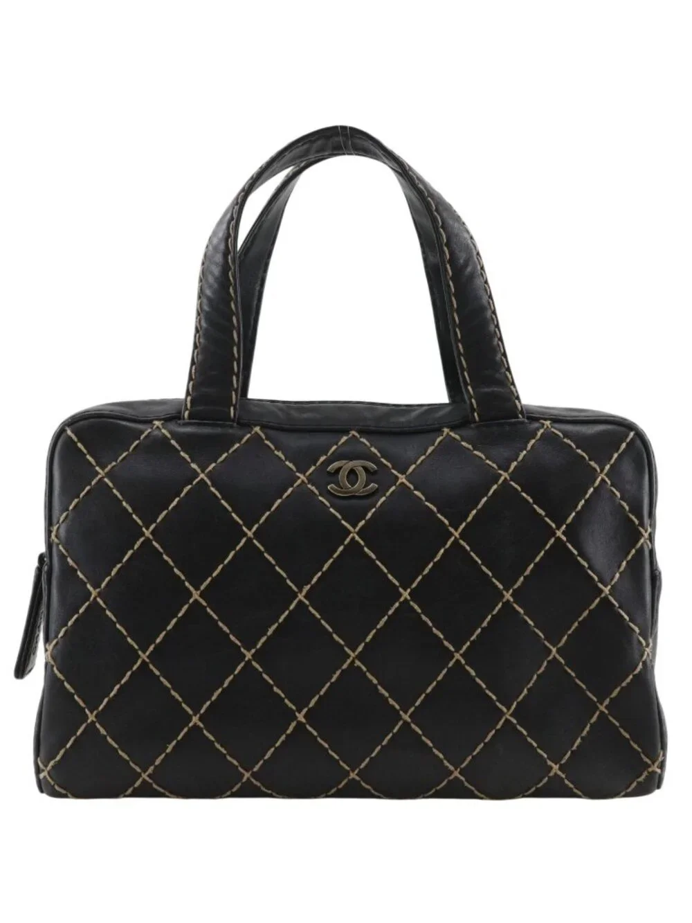 Chanel Wild Stitch CC Logo Calf Black Handbag